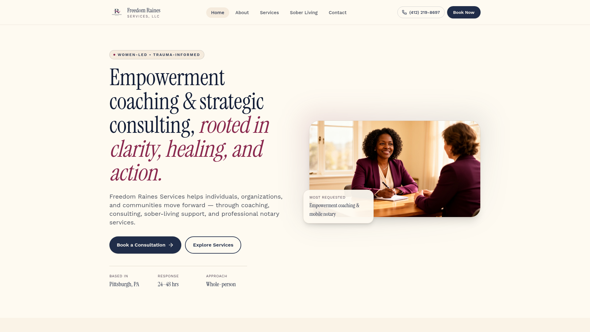 Freedom Raines Services website preview